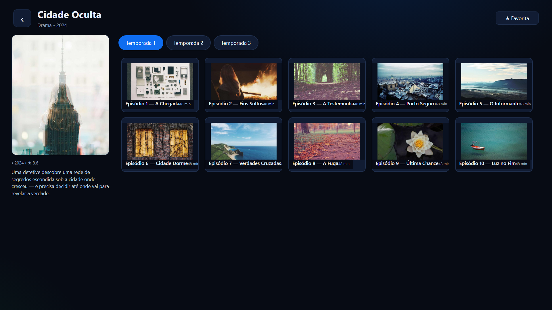 Séries com temporadas e episódios